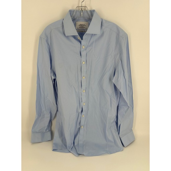 Charles Tyrwhitt Slim Fit Non Iron Light Blue Cotton Dress Shirt Mens 16/35 - Picture 1 of 8